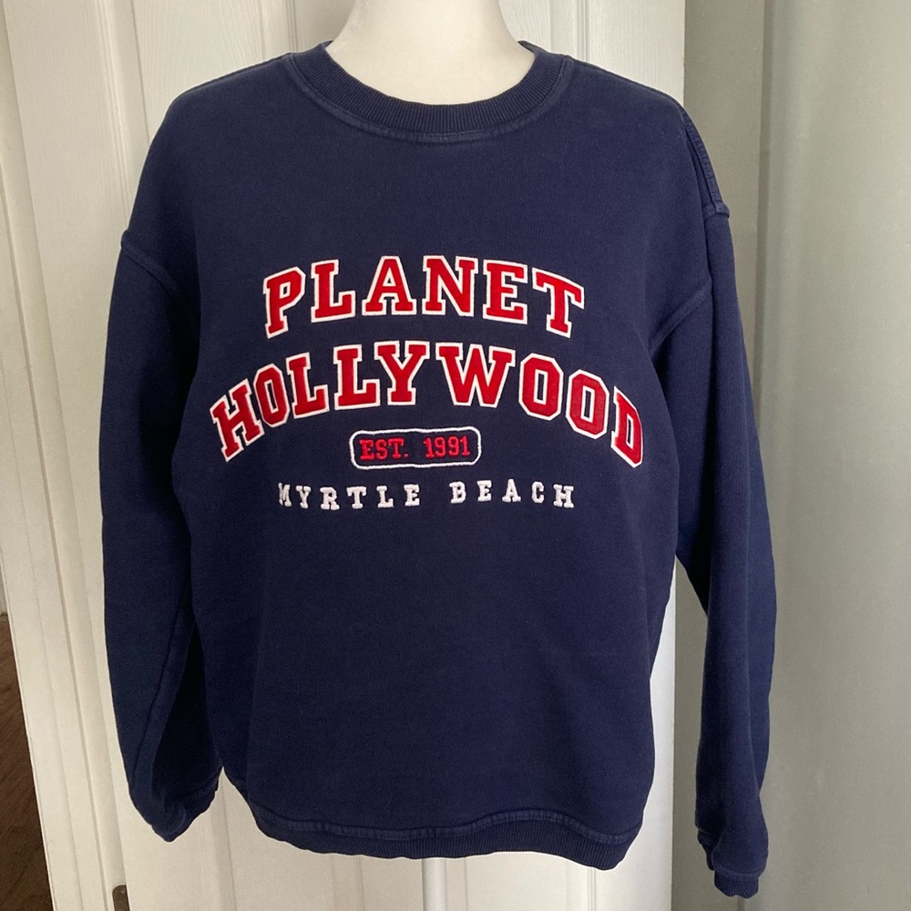 Vintage 1998 Planet Hollywood Myrtle Beach Navy Blue Crewneck Sweatshirt